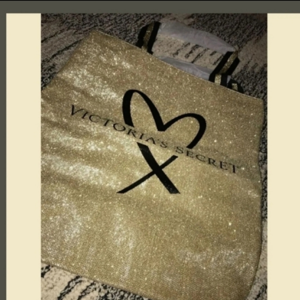 ☆VICTORIA'S SECRET SHIMMER CANVAS TOTE BAG☆